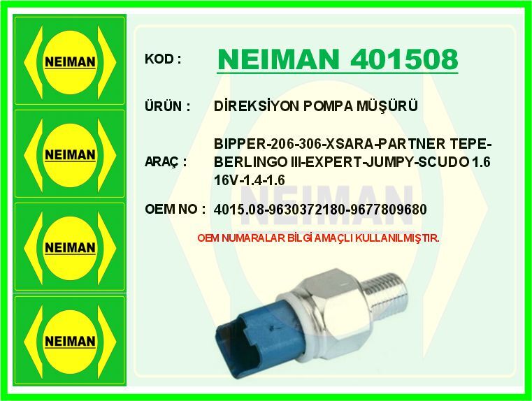 HİDROLİK DİREKSİYON YAĞ MÜŞÜRÜ P206-P306-P406-BIPPER-EXPERT-PARTNER TEPEE-BERLINGO III-XSARA-NEMO -JUMPY-C5-SCUDO 1.4-1.6-1.8-2.0