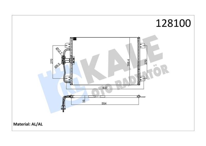 KLİMA KONDENSERİ MGN I 96-03 1.4-1.6-2.0-1.9D 545x391x16