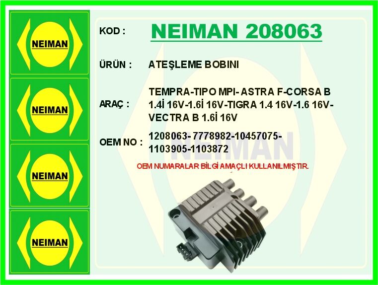 ATEŞLEME BOBINI TEMPRA-TIPO MPI- ASTRA F-CORSA B 1.4İ 16V-1.6İ 16V-TIGRA 1.4 16V-1.6 16V-VECTR