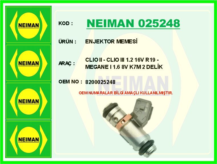 ENJEKTOR MEMESİ CLIO II - CLIO III 1.2 16V R19 - MEGANE I 1.6 8V K7M 2 DELİK