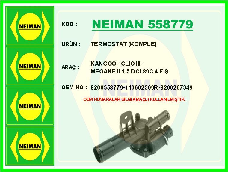 TERMOSTAT 89 C RENAULT MEGANE II 02>08 CLIO III 05>12 MODUS 04>13 KANGOO 08> 1.5dCi