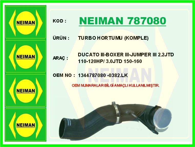TURBO HORTUMU KOMPLE DUCATO III-BOXER III-JUMPER III 2.2JTD 110-120HP/ 3.0JTD 150-160