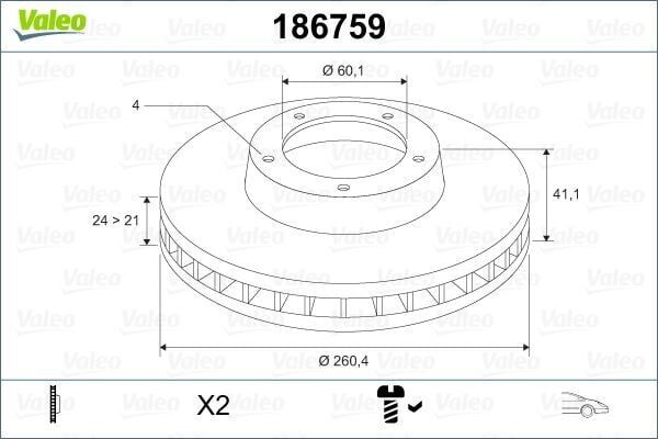 ÖN FREN AYNASI CORSA C - COMBO C 01>11 MERIVA A 03>10 TIGRA 04>09 260x24x4DL HAVALI
