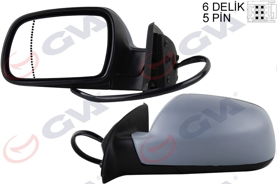 DIŞ DİKİZ AYNASI SOL 307 02> ELEKTRİKLİ ISITMALI ASTARLI ASFERİK 5 FİŞ VM-207EHPAL