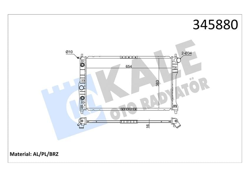 RADYATÖR CHEVROLET-DAEWOO NUBIRA 00 > AC /- OTOM. 655x378x16 AL/PL/BRZ