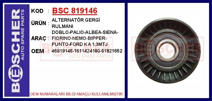 ALTERNATÖR GERGİ RULMANI DOBLO-PALIO-ALBEA-SIENA-FIORINO-NEMO-BIPPER-PUNTO-FORD KA 1.3MTJ