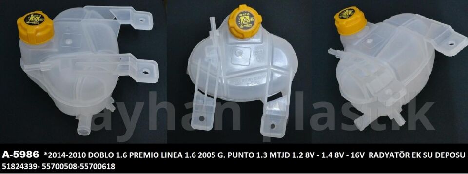 GENLEŞME KAVANOZU KAPAKLI FIAT GRANDE PUNTO 05> LİNEA 09> DOBLO 09> 1.3D MJET 1.4 RADYATÖR YEDEK SU DEPOSU