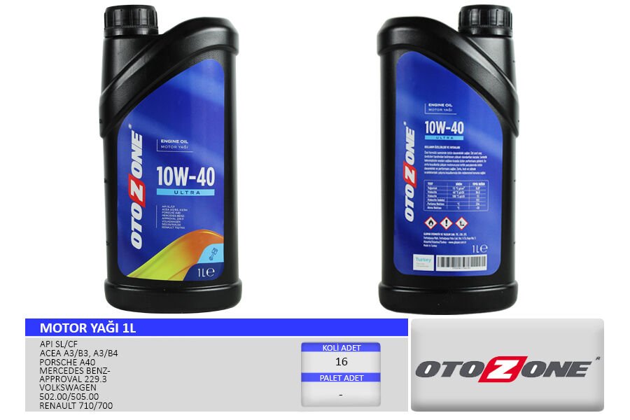 MOTOR YAĞI 10W40 1 LT ULTRA YARI SENTETİK API SL/CF 12 Adet