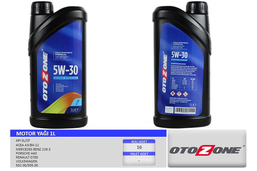 MOTOR YAĞI 5W30 1 LT ULTRA SPECIAL TAM SENTETİK API SL/CF 16 Adet