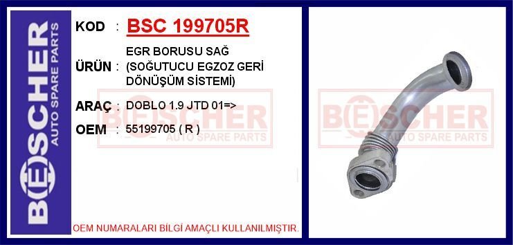 EGR BORUSU SAĞ SOĞUTUCU EGZOZ GERİ DÖNÜŞÜM SİSTEMİ DOBLO 1.9 JTD 01 >