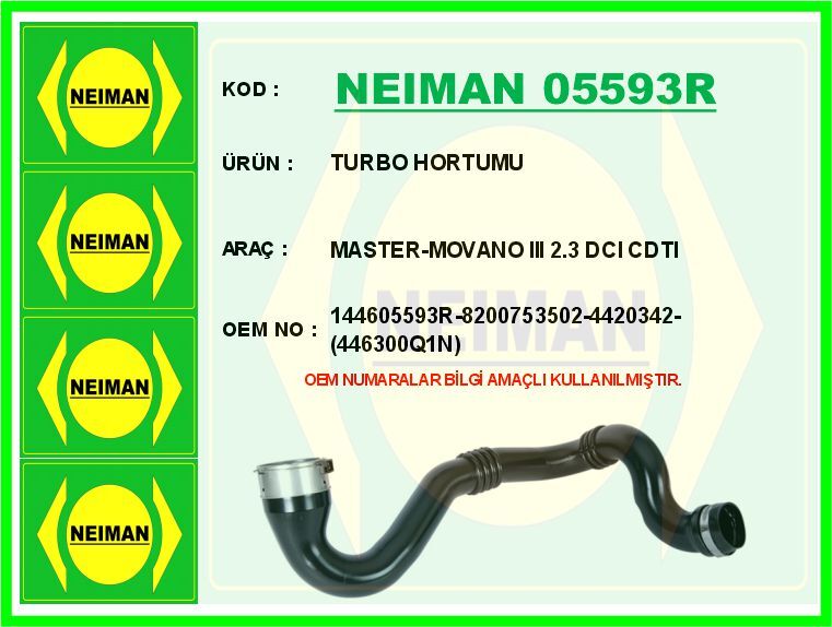 TURBO HORTUMU RENAULT MASTER III 10> MOVANO B 10> 2.3 DCİ CDTI