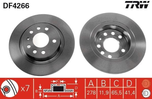 ARKA FREN AYNASI VECTRA C 02> SIGNUM 03> SAAB 9.3 02> CROMA 05> 278x12x5DL DOLU