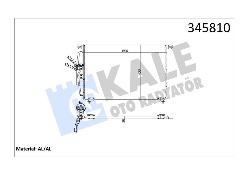 KLİMA RADYATÖRÜ KONDENSERİ OPEL OMEGA B 94>03 665x450x16 AL/AL