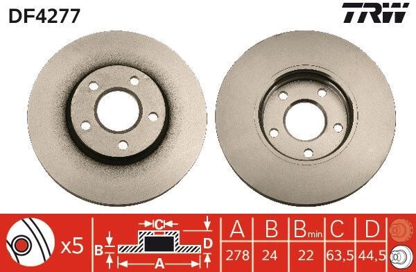 FREN DİSKİ ÖN FORD CONNECT 02> 278x24x5DL
