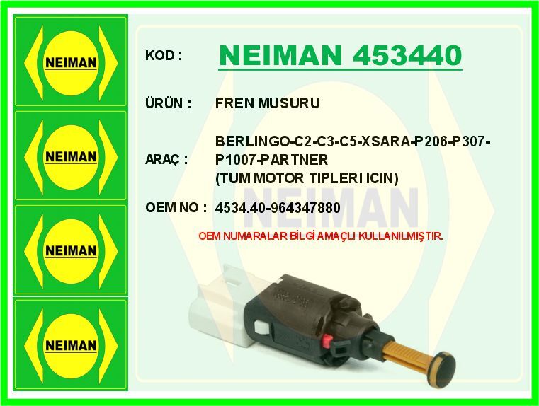 FREN MUSURU BERLINGO-C2-C3-C5-XSARA-P206-P307-P1007-PARTNER TUM MOTOR TIPLERI ICIN