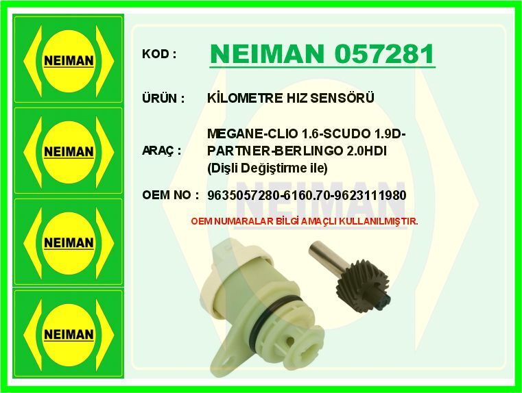 KİLOMETRE HIZ SENSÖRÜ MEGANE-CLIO 1.6-SCUDO 1.9D-PARTNER-BERLINGO 2.0HDI Dişli Değiştirme ile