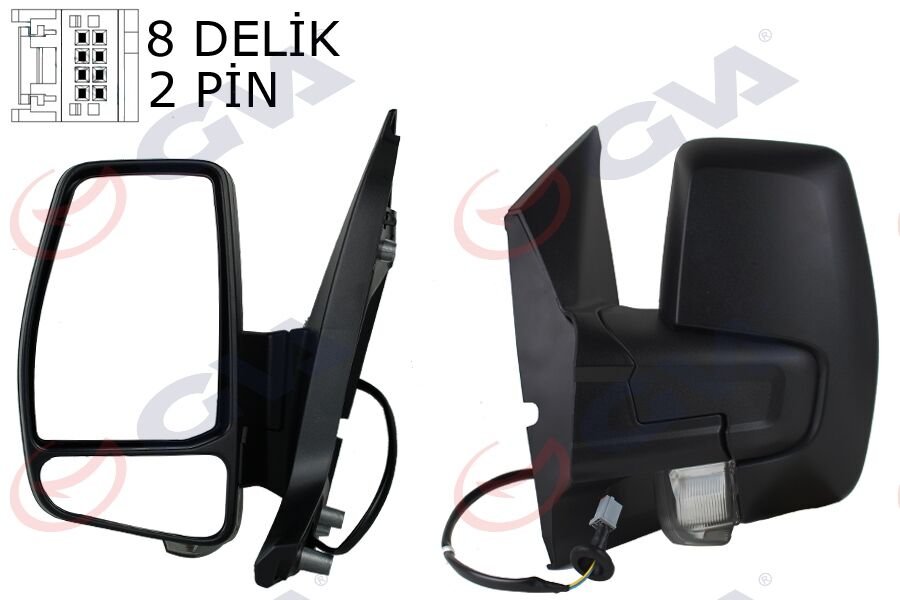 DIŞ DİKİZ AYNASI SOL TRANSİT CUSTOM V362 12> MEKANİK DESENLİ SİNYALLİ KONVEKS
