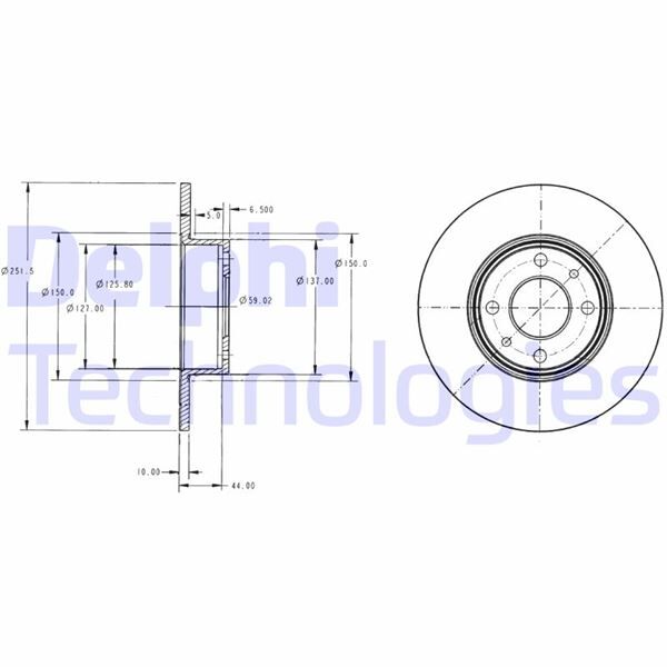 ARKA FREN DISKI FIAT BRAVO II 07> STILO 01> LINEA 07> ALFA ROMEO MITO 08> LANCIA DELTA II 08> 251.5x10x4DL