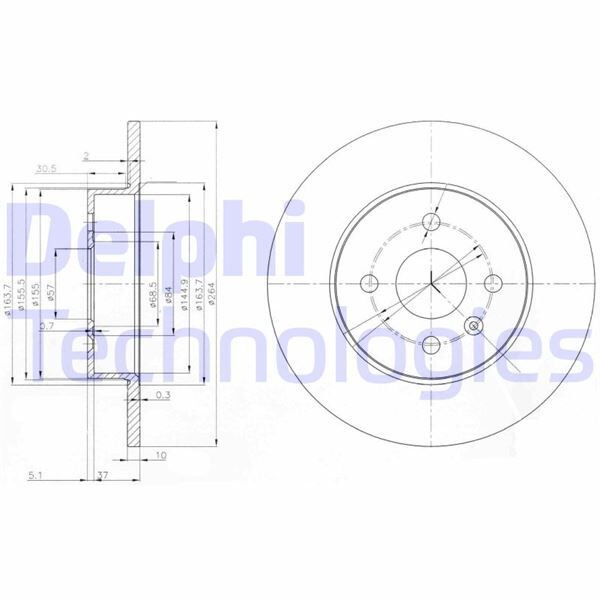 ARKA FREN AYNASI ASTRA H L67 04>14 COMBO C 01>11 MERIVA A 03>10 264x10x4DL DOLU