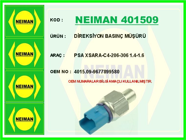DİREKSİYON BASINÇ MÜŞÜRÜ PARTNER-BERLINGO-P206-P306-P307-P406-XSARA-C4 96>15