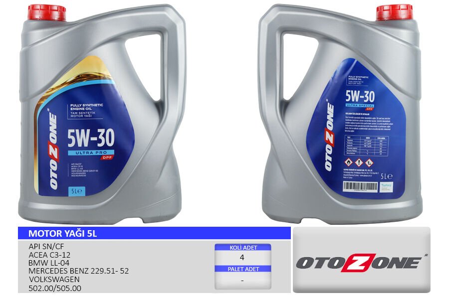 MOTOR YAĞI 5W30 5 LT ULTRA PARTİKÜLLÜ-DPF TAM SENTETİK API SN/CF 4 Adet