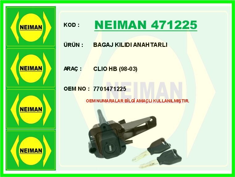 BAGAJ KILIDI ANAHTARLI CLIO HB 98-03