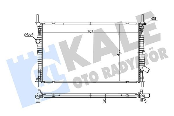 MOTOR SU RADYATÖRÜ FORD TRANSIT CUSTOM 2.0TDCI ECOBLUE 15> AT MT BRAZING 767x455x26 GK218005BC