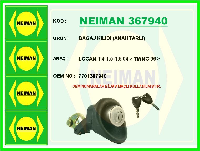BAGAJ KILIDI ANAHTARLI LOGAN 1.4-1.5-1.6 04 > TWNG 96 >