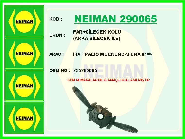 FAR SİLECEK KOLU FİAT PALIO WEEKEND-SIENA 01 > ARKA SİLECEK İLE