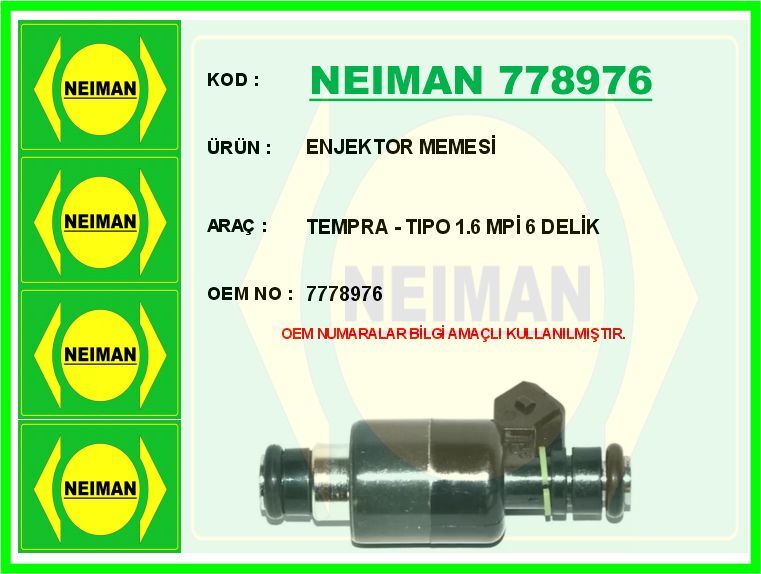 ENJEKTOR MEMESİ TEMPRA - TIPO 1.6 MPİ 6 DELİK