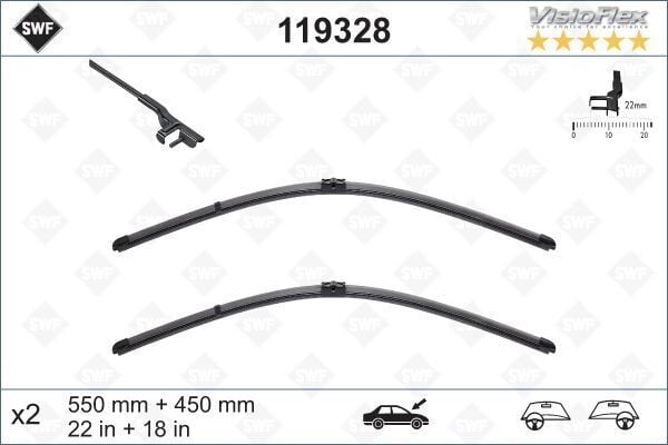 ÖN SİLECEK SÜPÜRGE TAKIMI ASTRA H 04 > 55 45cm X2 FLATBLADE-MUZ TİPİ-SWF MERCEDES GLK-CLASS X204 0 8>15