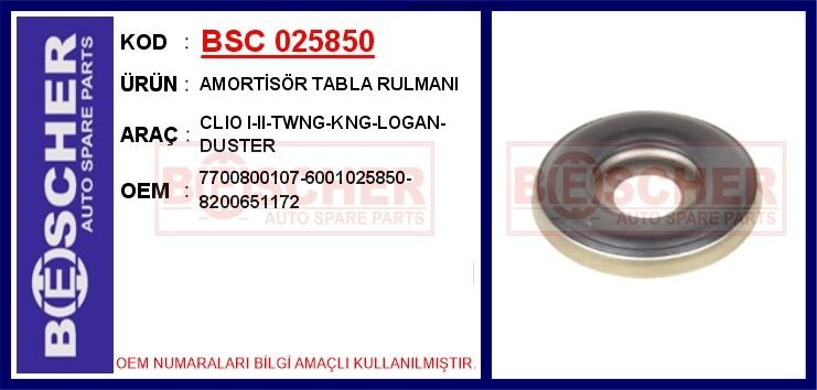 AMORTİSÖR TABLA RULMANI CLIO I-II-TWNG-KNG-LOGAN-DUSTER 2 Adet