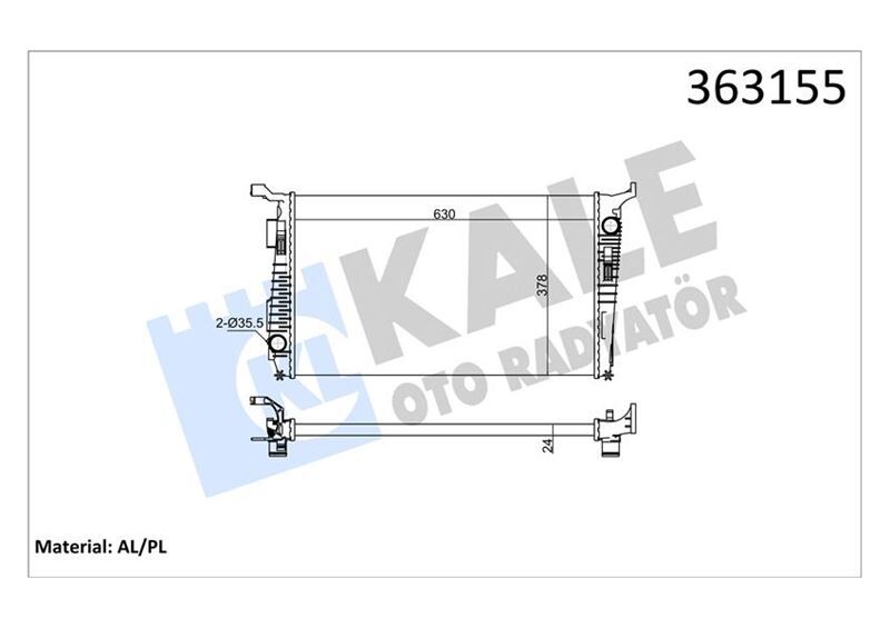 BRAZING VERSİYONU KL346205 DACIA DUSTER 1.5DCI K9K 892-894-896-898 4X4 110HP 10 > AC MT MEKAN İK 630X378X24 SU RADYATÖRÜ