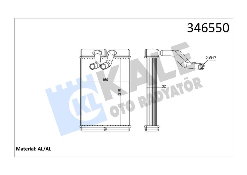KALORİFER RADYATÖRÜ HYUNDAI H-1. STAREX 2.5L D4CB D4BH 01-> - ALEMİNYUM
