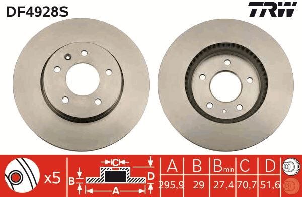 ÖN FREN AYNASI ADET ANTARA 2.4-3.2 V6-2.0CDTI 06> CAPTIVA 2.4-3.2-2.0D 06> 296x29x5DLxHAVALI