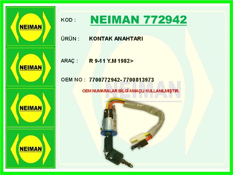 KONTAK ANAHTARI KİLİTLİ RENAULT R9-R11 YENİ MODEL