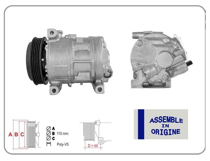 KLİMA KOMPRESÖRÜ SIFIR ÜRÜN FIAT DOBLO 10> FIORINO 08> GRANDE PUNTO 05>15 LINEA 07> PUNTO EVO 09>1 4 ALFA MITO 09>18 OPEL COMBO 12> 1.2 / 1.4 12V 5 KANAL 110MM