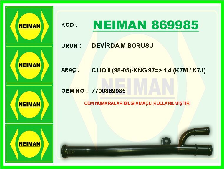 DEVİRDAİM BORUSU CLIO II 98-05 -KNG 97 > 1.4 K7M / K7J