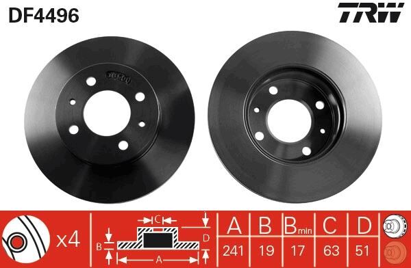 ÖN FREN DİSKİ HAVA KANALLI HYUNDAI ACCENT MILENYUM ADMIRE 1.3L G4EA 01-05 / 1.5L G4EC 01-04 / 1.6L G4ED 01-05 / 1.5L D3EA CRDİ 3 silindir 02-05 241 çap x 4 bijon - Takım disk fiyatıdır