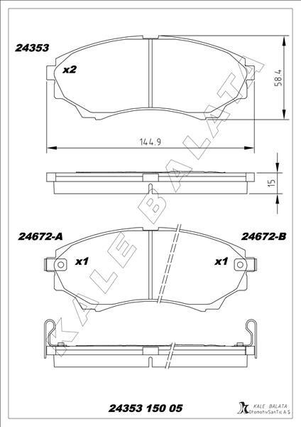 ON FREN BALATASI MAZDA 4 4 B 2500 RANGER 02>06 2.5TD / 3.0TD 06>12