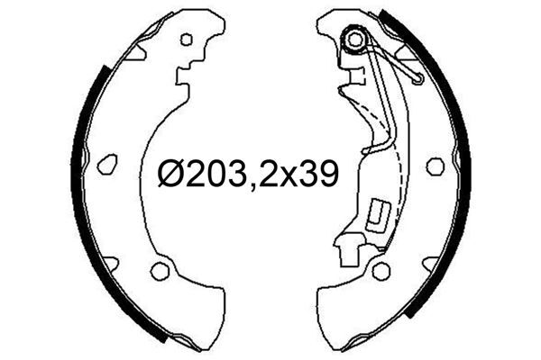 ARKA PABUÇ BALATA OPEL CORSA D 16> ADAM 14>18 PEUGEOT BIPPER 08> P605 90> CITROEN NEMO 08> FIAT FIOR INO 08> PANDA 09>PUNTO 05> 203x38 GS8739