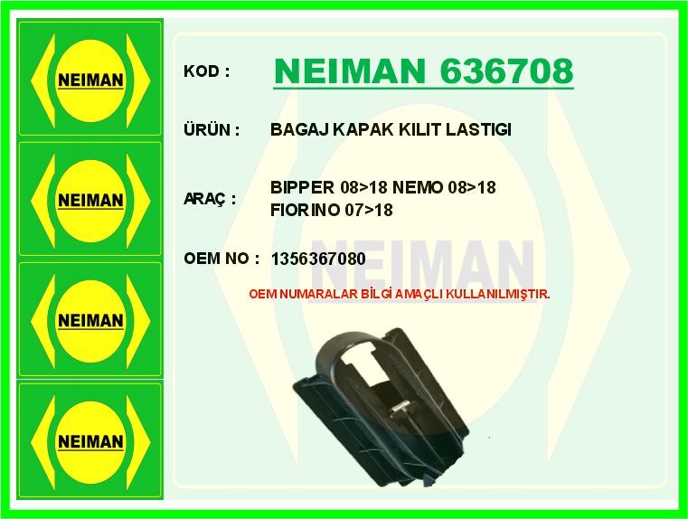 BAGAJ KAPAK KILIT LASTIGI BIPPER 08>18 NEMO 08>18 FIORINO 07>18
