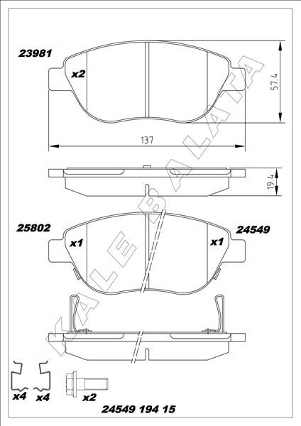 ÖN BALATA CORSA D BÜYÜK TİP 1.3 CDTI 07/06 > FIAT 500L 12> 0.9T 1.4 1.3D MTJ 1.6D MTJ