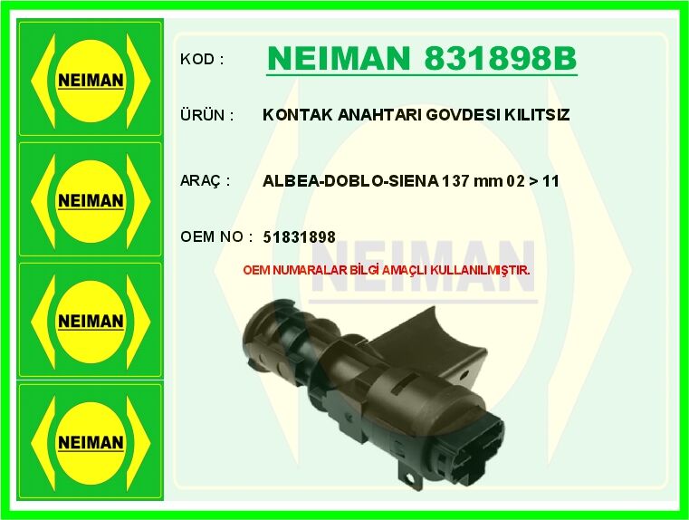 KONTAK ANAHTARI GOVDESI KILITSIZ ALBEA-DOBLO-SIENA 137 mm 02 > 11