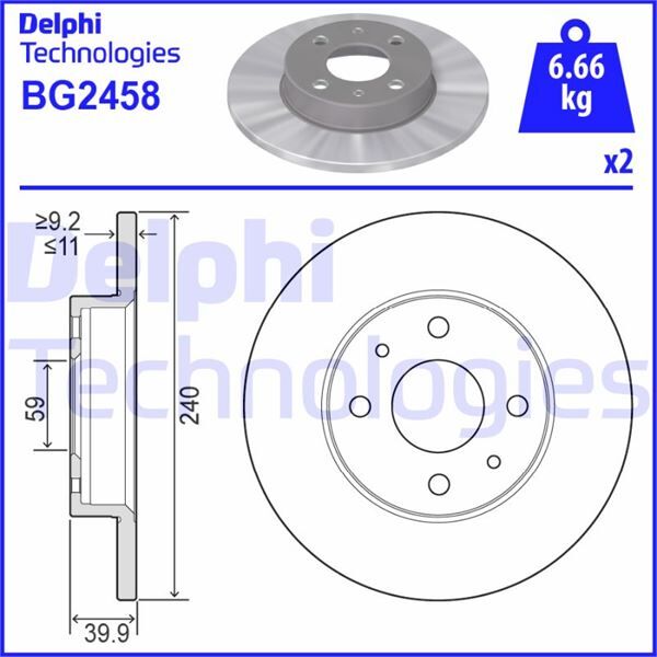 ON FREN DISKI FIAT 500 500C 07> TİPO-PUNTO-TEMPRA-PANDA-MAREA-BRAVO 96> ALFA ROMEO 145-146-155 92> FORD KA 08>12 240.5x11 4DELİK
