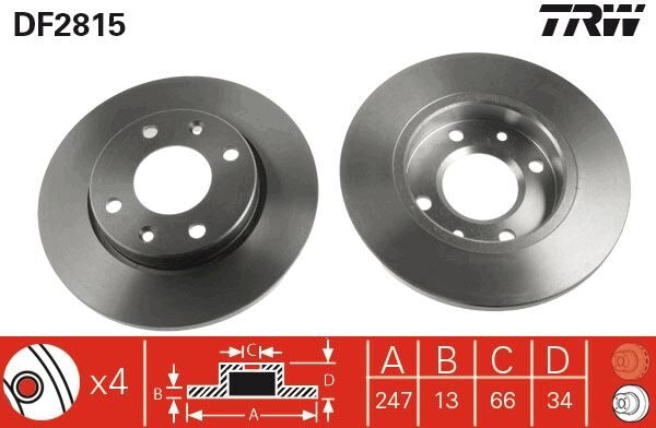 ÖN FREN AYNASI PEUGEOT P206 98>12 P306 93>01 CITROEN XSARA 97>05 ABS SİZ 247x13x4DL DOLU SOĞUTMASIZ