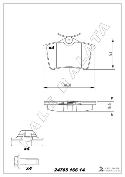 ARKA FREN BALATASI P307 00>09 P308 07>14 PARTNER 08> PARTNER TEPEE 08> BERLINGO 08> C4 04>16 XSARA PICASSO 99>11 DS4 15>18