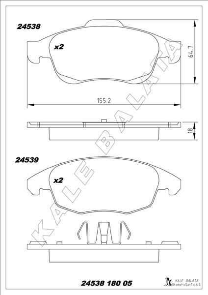 ÖN FREN BALATASI PEUGEOT PARTNER 08>11 P5008 09>17 CITROEN BERLINGO 08> C4 PICASSO 06>15 DS4 11>18 D S5 15>18 283mm