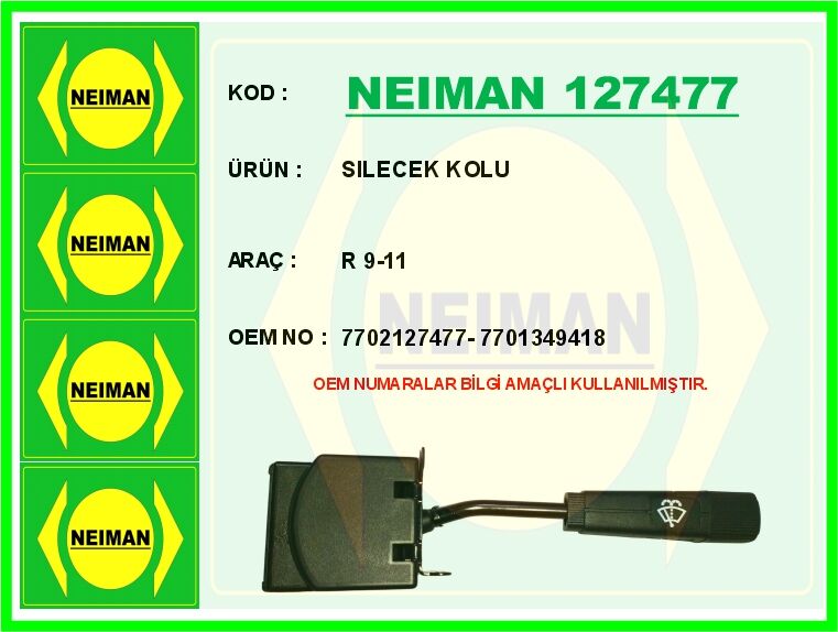 CAM SİLGİ SİLECEK FİSKİYE KUMANDA KOLU RENAULT R9 -R11 BROADWAY-FLASH-RAİNBOW 1.4-1.6-1.7 1985>2000