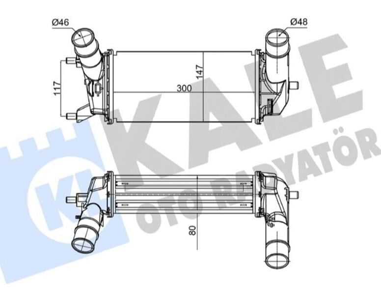 TURBO RADYATÖRÜ FORD FİESTA-ECOSPORT 18> 1.0 ECOBOOST FIESTA VII 17 > 1.0 ECOBOOST AT BRAZING 300X147X80
